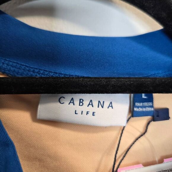 Cabana Life Womens Large Blue Long Raglan Sleeve Rash Guard Swimsuit - One Piece - Picture 4 of 5